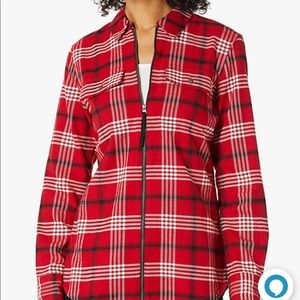 Chaps, size small, red, black and white women full zip shirt.